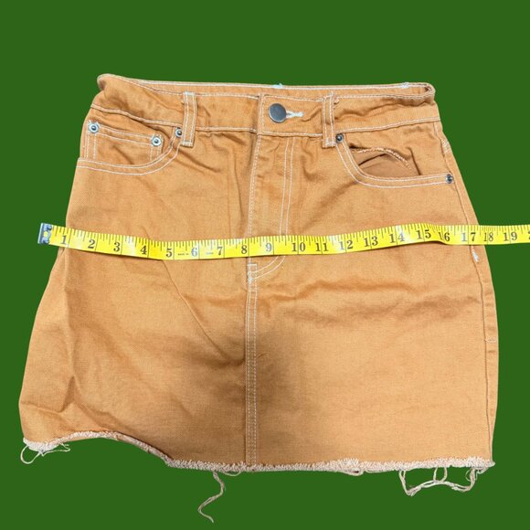 Forever 21 Raw Hem Tan Denim Mini Skirt (Size M) - Picture 6 of 9
